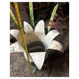 Large Metal Flower Planter with Decorative Leaves
