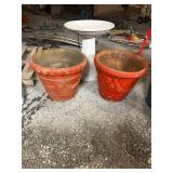 Set of Decorative Ceramic Planters and Birdbath