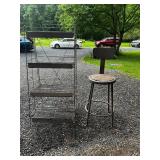 Metal Display Rack and Industrial Stool Set