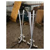 Pair of Vintage White Iron Plant Stands