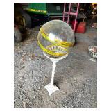 Vintage Glass Globe on Ornate Metal Stand
