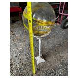 Vintage Glass Globe on Ornate Metal Stand