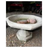 Concrete Bird Bath with Natural Stone Accents