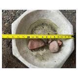 Concrete Bird Bath with Natural Stone Accents