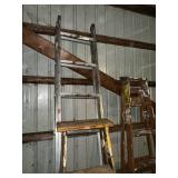 Set of 2 Used Wooden and Aluminum Step Ladders