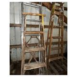 Set of 2 Used Wooden and Aluminum Step Ladders