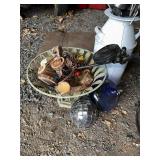 Decorative Lot: Milk Can with LED Branch Lights & Assorted Decor Pieces