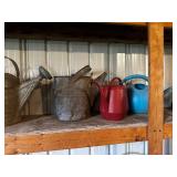 Collection of Vintage Metal and Plastic Watering Cans