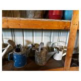 Collection of Vintage Metal and Plastic Watering Cans