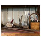 Collection of Vintage and Rustic Garden Tools with Carrying Box