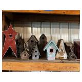 Collection of 9 Decorative Birdhouses including Star-Shaped and Mosaic Design