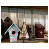 Collection of 9 Decorative Birdhouses including Star-Shaped and Mosaic Design