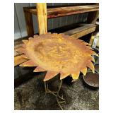 Rustic Metal Sunflower Design Garden Stool