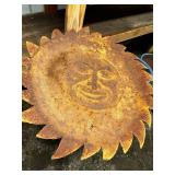 Rustic Metal Sunflower Design Garden Stool