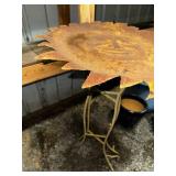 Rustic Metal Sunflower Design Garden Stool