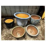 Lot of 5 Assorted Ceramic Planters with Unique Designs