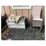 Set of 6 Outdoor Patio Chairs with Storage Box