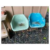 Pair of Vintage Molded Fiberglass Armchairs with Metal Legs