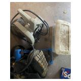 Assorted Workshop Tools and Supplies in Storage Bin