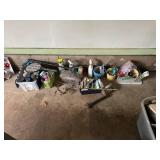 Assorted Workshop Tools and Supplies in Storage Bin