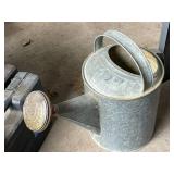Vintage Galvanized Metal Watering Can with Rose Head