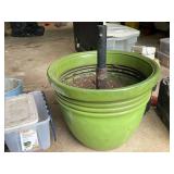Large Green Plastic Planter Pot with Soil