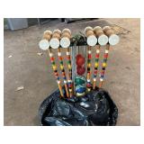 Vintage Croquet Set with 8 Mallets and Balls