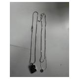 Set of 2 Silver Necklaces with Pendants
