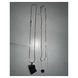 Set of 2 Silver Necklaces with Pendants