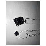 Set of 2 Silver Necklaces with Pendants