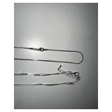 Set of 2 Silver Necklaces with Pendants