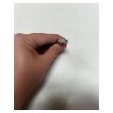 14k Gold Diamond Ring with Princess Cut Stone and Accents