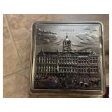 Collection of Vintage Decorative Items Including Plates, Tins, and Pitchers