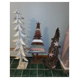 Trio of Decorative Rustic Metal Christmas Trees
