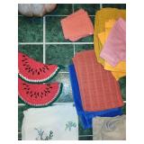 Assorted Textiles Collection including Towels, Doilies, and More