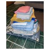 Assorted Textiles Collection including Towels, Doilies, and More