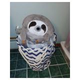 Chevron Fabric Storage Bin and Plush Sloth Toy
