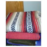 Collection of 5 Vintage-Style Woven and Printed Blankets