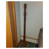 Wooden Coat Stand and Floral Painted Side Table