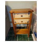 Wooden Coat Stand and Floral Painted Side Table