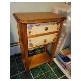 Wooden Coat Stand and Floral Painted Side Table