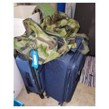 Collection of 5 Travel Bags and Suitcases including Camouflage Duffle and London Fog Suitcase