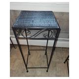 Set of 3 Metal Stands: Wrought Iron Plant Stands and Wire Shelf