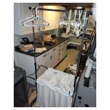 Metal Rolling Laundry Hamper with Hangers and Clothespins