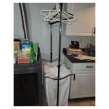 Metal Rolling Laundry Hamper with Hangers and Clothespins