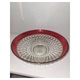 Vintage Diamond Point Salad Bowl Set with 12 Cups and Servers