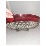 Vintage Diamond Point Salad Bowl Set with 12 Cups and Servers