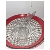 Vintage Diamond Point Salad Bowl Set with 12 Cups and Servers