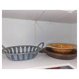Collection of Decorative Bowls: Metal, Ceramic, and Wooden