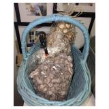 Collection of Home Decor Items with Framed Collage, Baskets, and Vases